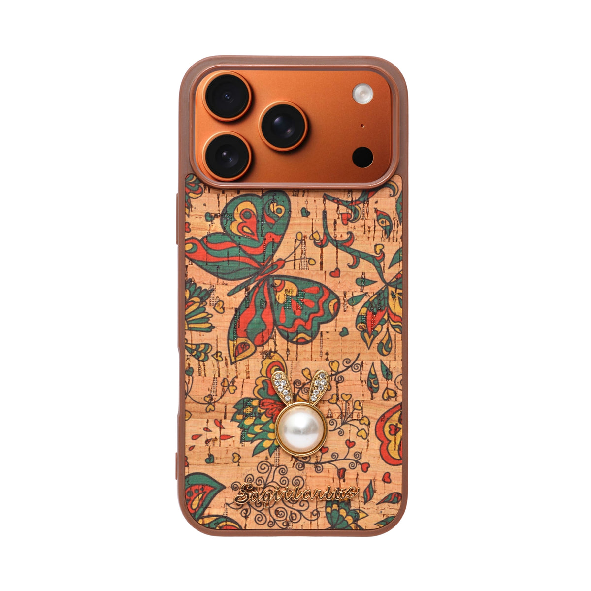 Bohemian Ethnic Print Cork Texture with Pearl Detail Phone Case for iPhone 17 Pro Max
