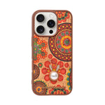 Bohemian Ethnic Print Cork Texture with Pearl Detail Phone Case for iPhone 16 Pro