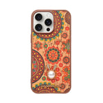 Bohemian Ethnic Print Cork Texture with Pearl Detail Phone Case for iPhone 14 Pro Max