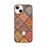 Bohemian Ethnic Print Cork Texture with Pearl Detail Phone Case for iPhone 13 / 14