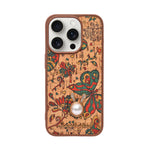 Bohemian Ethnic Print Cork Texture with Pearl Detail Phone Case for iPhone 15 Pro