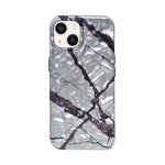 Glossy Silver Chrome with Black Crackle Marble Design Phone Case for iPhone 13 / 14