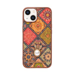 Bohemian Ethnic Print Cork Texture with Pearl Detail Phone Case for iPhone 13 / 14