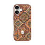 Bohemian Ethnic Print Cork Texture with Pearl Detail Phone Case for iPhone 17