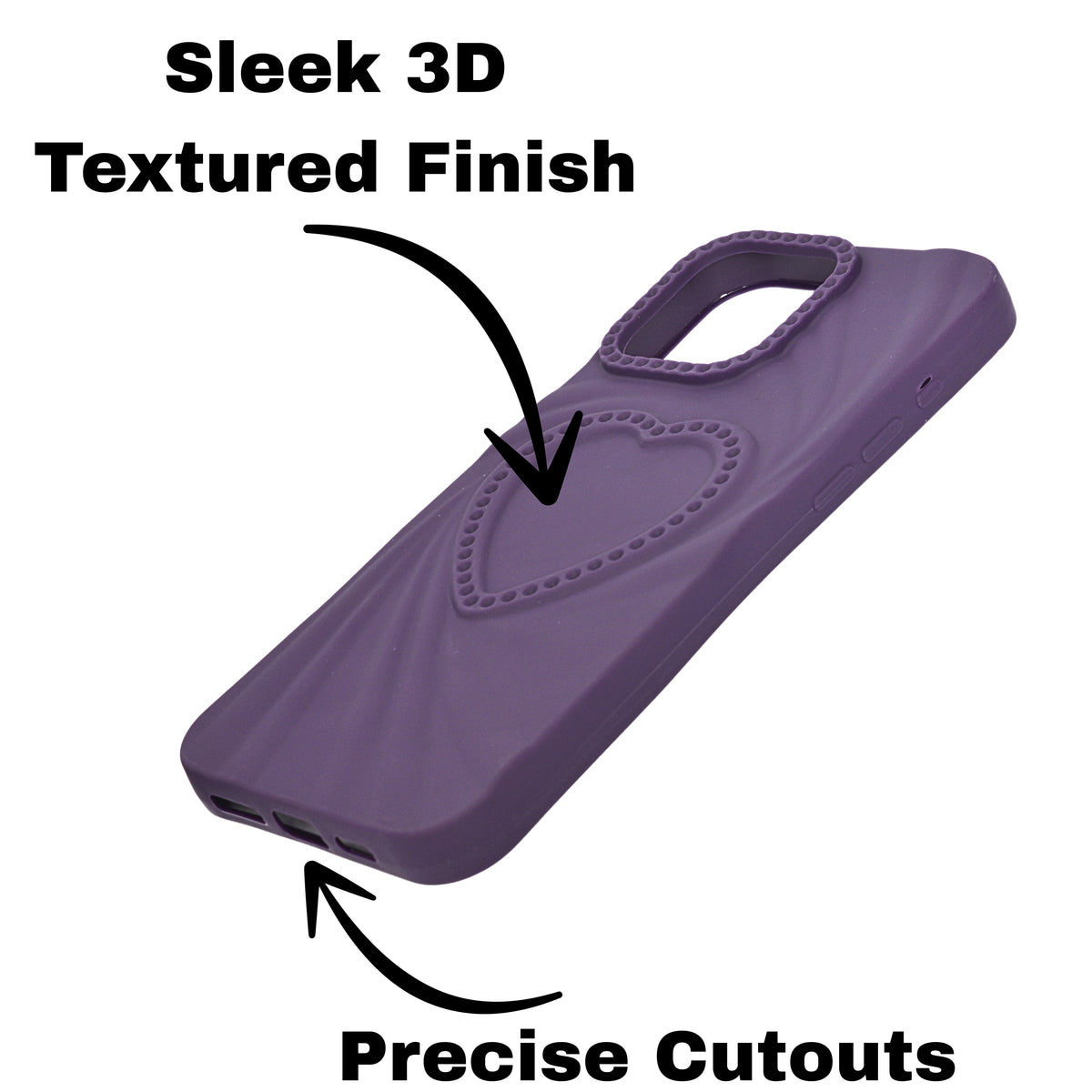 3D Heart Design Soft Silicone Protective Case for iPhone 16 Pro