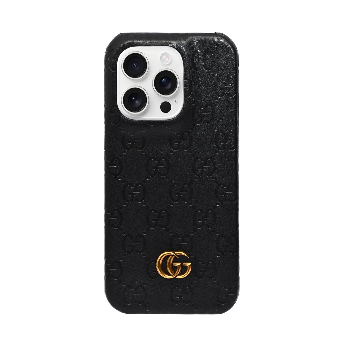 Luxury GG Embossed Phone Case for iPhone 15 Pro