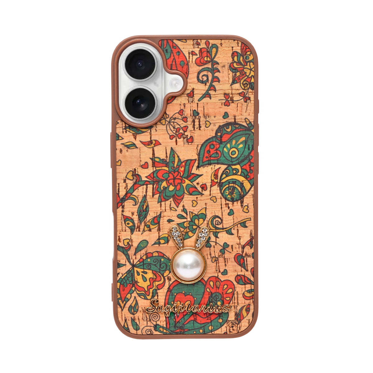 Bohemian Ethnic Print Cork Texture with Pearl Detail Phone Case for iPhone 17