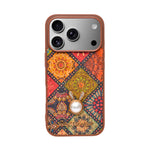 Bohemian Ethnic Print Cork Texture with Pearl Detail Phone Case for iPhone 17 Pro