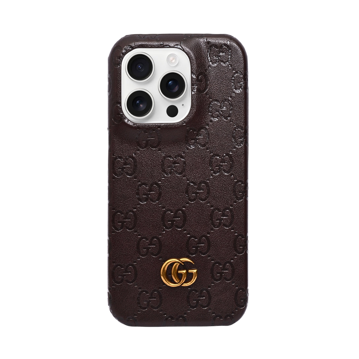Luxury GG Embossed Phone Case for iPhone 15 Pro