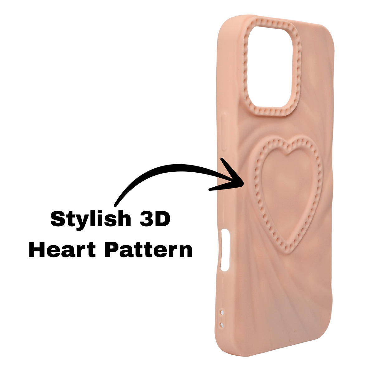 3D Heart Design Soft Silicone Protective Case for iPhone 16 Pro