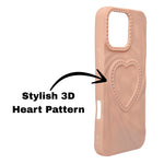 3D Heart Design Soft Silicone Protective Case for iPhone 16 Pro