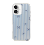 Aesthetic Bow & Floral Print Phone Case for iPhone 16