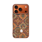 Bohemian Ethnic Print Cork Texture with Pearl Detail Phone Case for iPhone 17 Pro Max