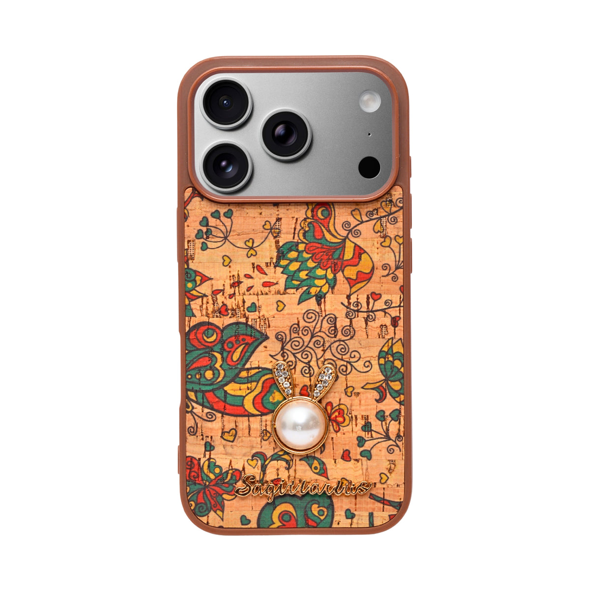 Bohemian Ethnic Print Cork Texture with Pearl Detail Phone Case for iPhone 17 Pro