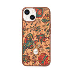 Bohemian Ethnic Print Cork Texture with Pearl Detail Phone Case for iPhone 13 / 14