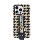 Dior Inspired Houndstooth Pattern with Adjustable Belt Buckle Holder Phone Case for iPhone 15 Pro Max