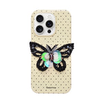Luxury Polka Dot with 3D Sequin Butterfly PopSocket Phone Case for iPhone 15 Pro