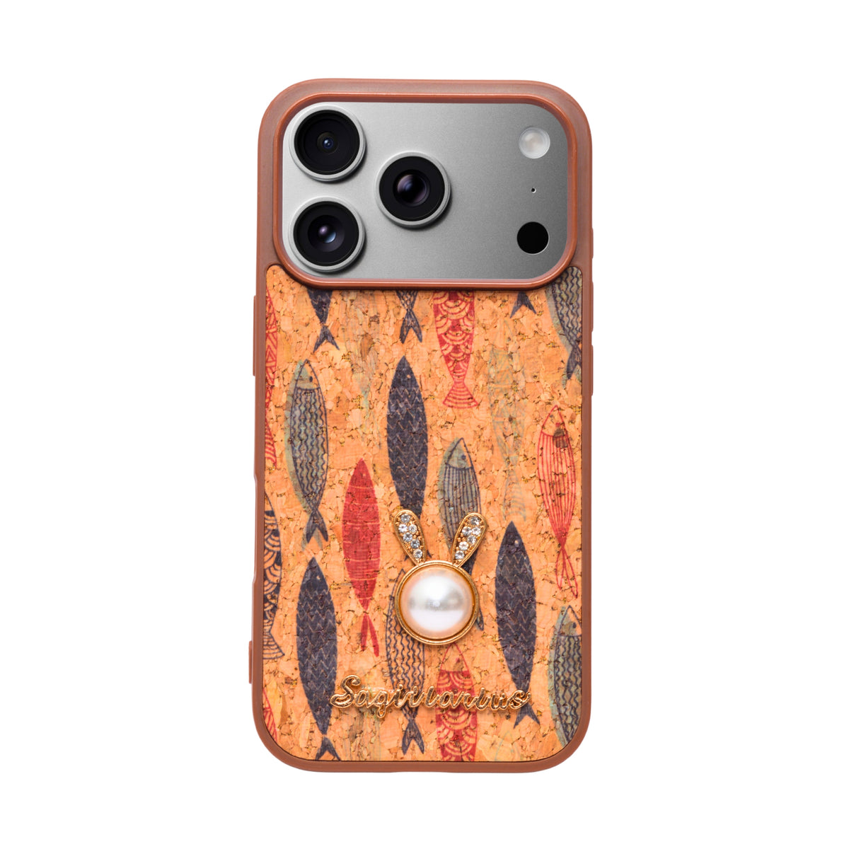 Bohemian Ethnic Print Cork Texture with Pearl Detail Phone Case for iPhone 17 Pro