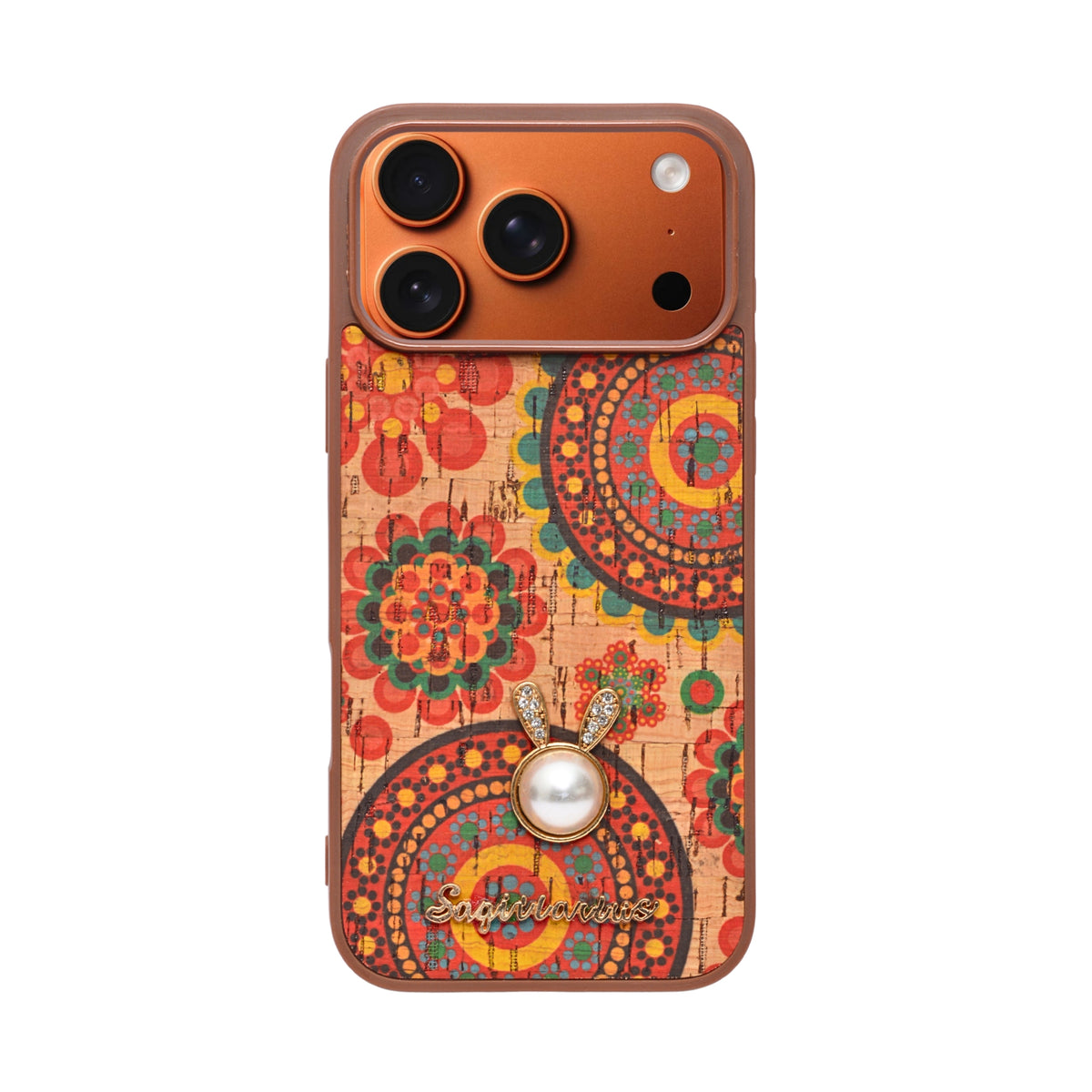 Bohemian Ethnic Print Cork Texture with Pearl Detail Phone Case for iPhone 17 Pro Max