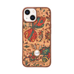 Bohemian Ethnic Print Cork Texture with Pearl Detail Phone Case for iPhone 13 / 14