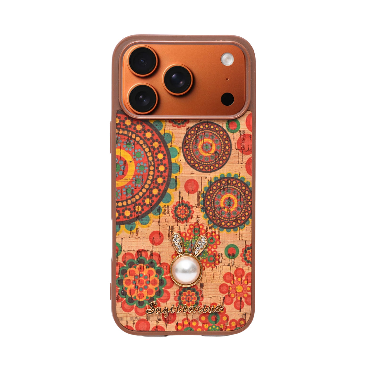 Bohemian Ethnic Print Cork Texture with Pearl Detail Phone Case for iPhone 17 Pro Max