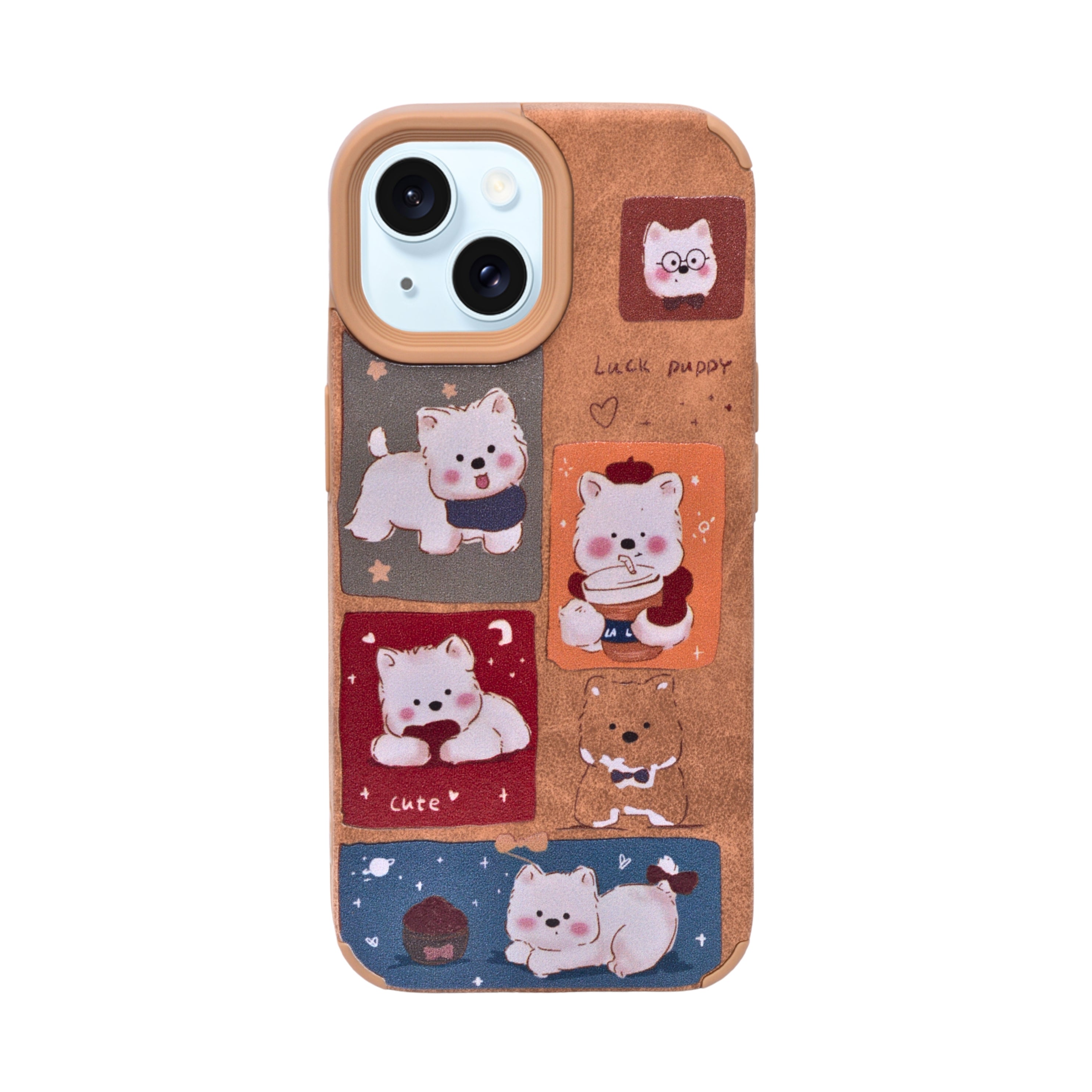 Cute Puppy Cartoon Design Protective Phone Case for iPhone 15