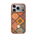 Bohemian Ethnic Print Cork Texture with Pearl Detail Phone Case for iPhone 17 Pro