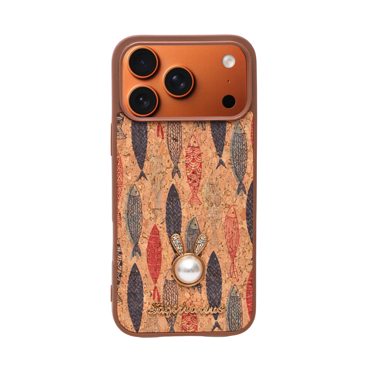 Bohemian Ethnic Print Cork Texture with Pearl Detail Phone Case for iPhone 17 Pro Max
