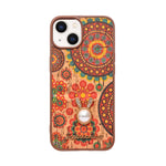Bohemian Ethnic Print Cork Texture with Pearl Detail Phone Case for iPhone 13 / 14