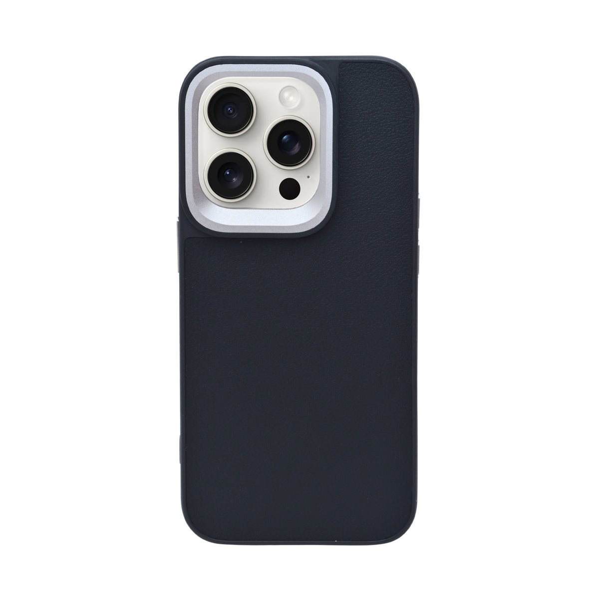 Classic Leather Textured with Metal Camera Ring Phone Case For iPhone 14 Pro
