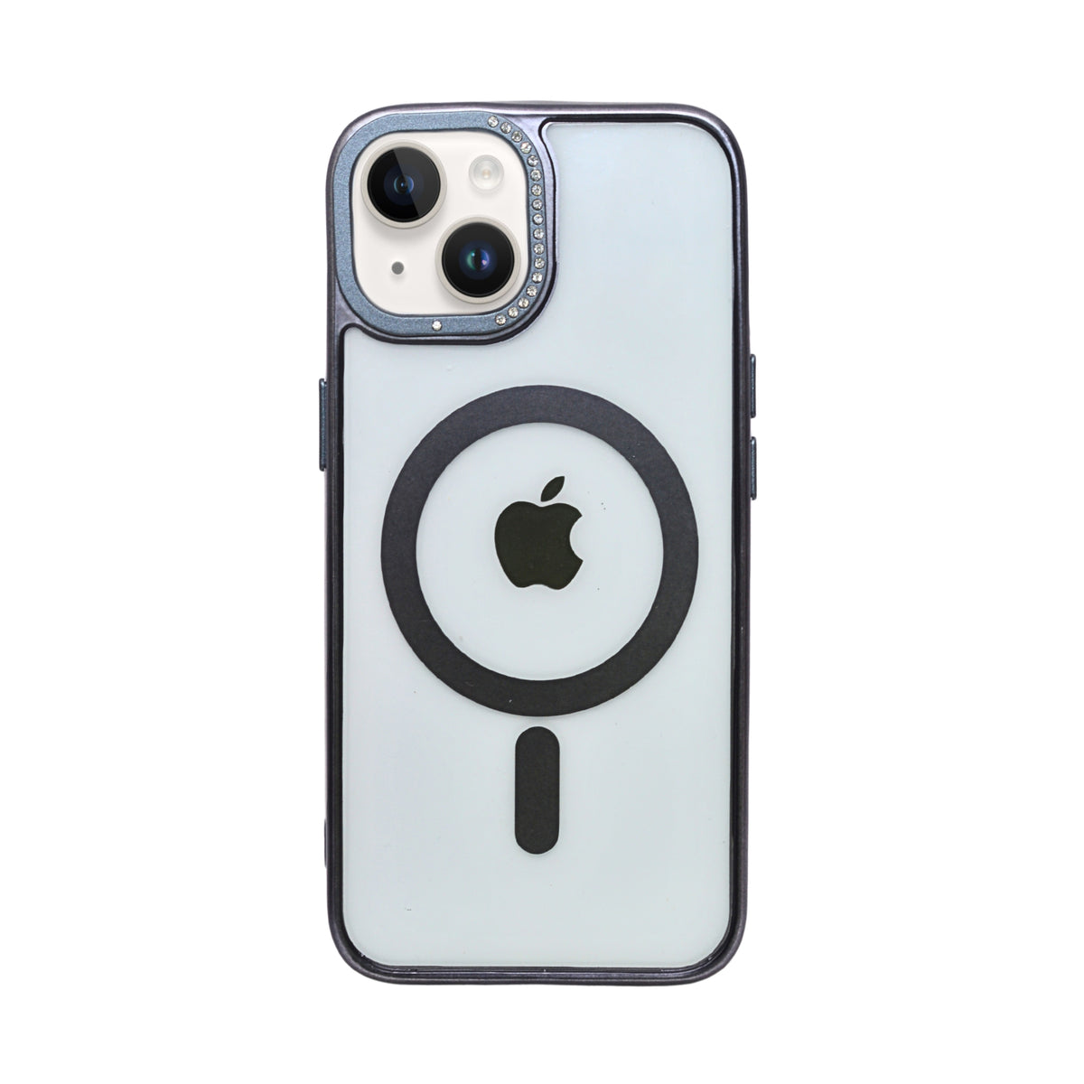 Transparent Rhinestone Camera Edge MagSafe Compatible Phone Case for iPhone 13/ 14