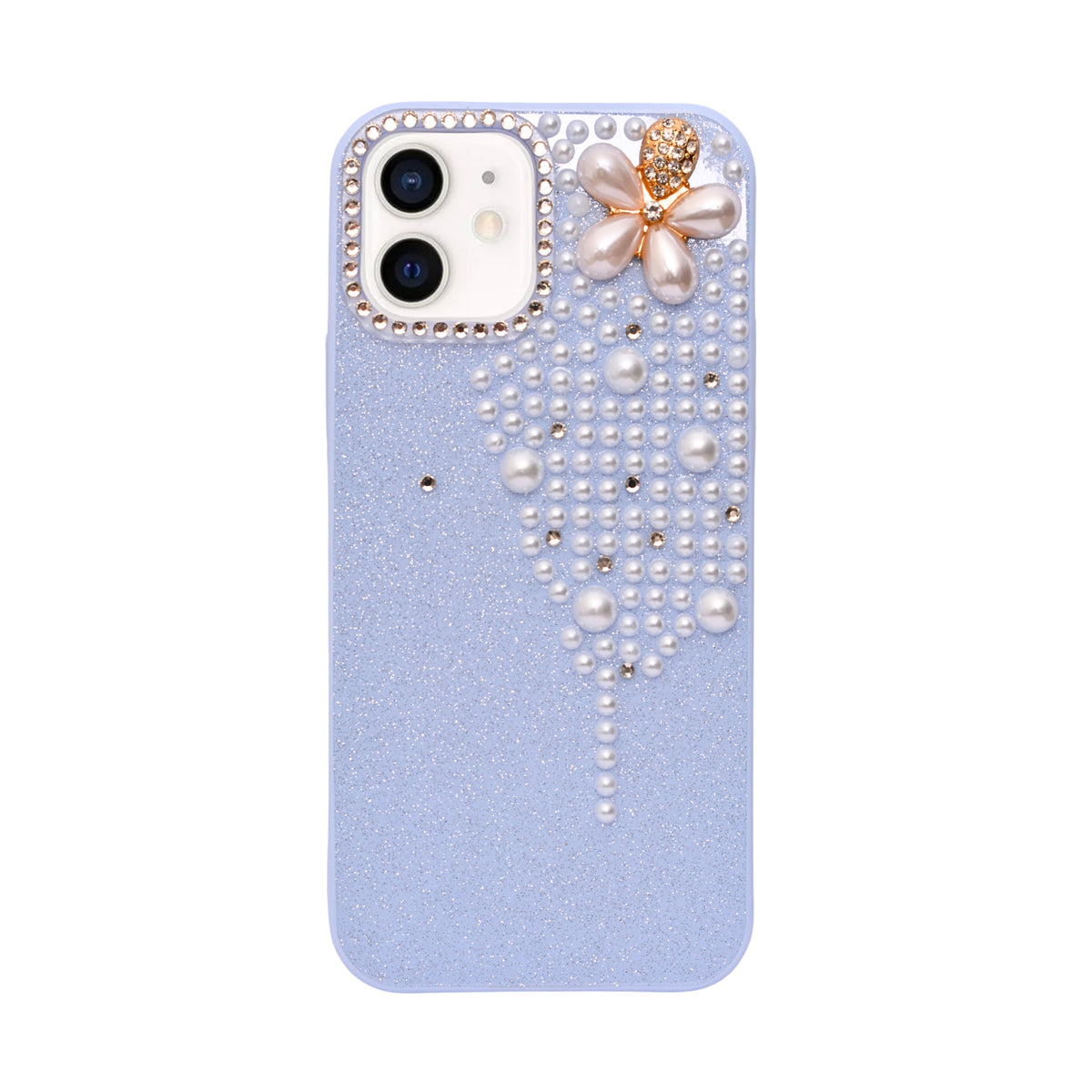 Luxury Glitter Finish with 3D Pearl Flower Design Phone Case for iPhone 12 / 12 Pro