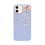 Luxury Glitter Finish with 3D Pearl Flower Design Phone Case for iPhone 12 / 12 Pro