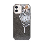 Luxury Glitter Finish with 3D Pearl Flower Design Phone Case for iPhone 12 / 12 Pro