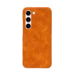 Luxurious and Protective Business Style Phone Case with Tan Faux Leather for Samsung Galaxy S23