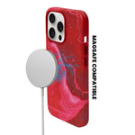 Electric Red Marble Print MagSafe Phone Case for iPhone 13 Pro