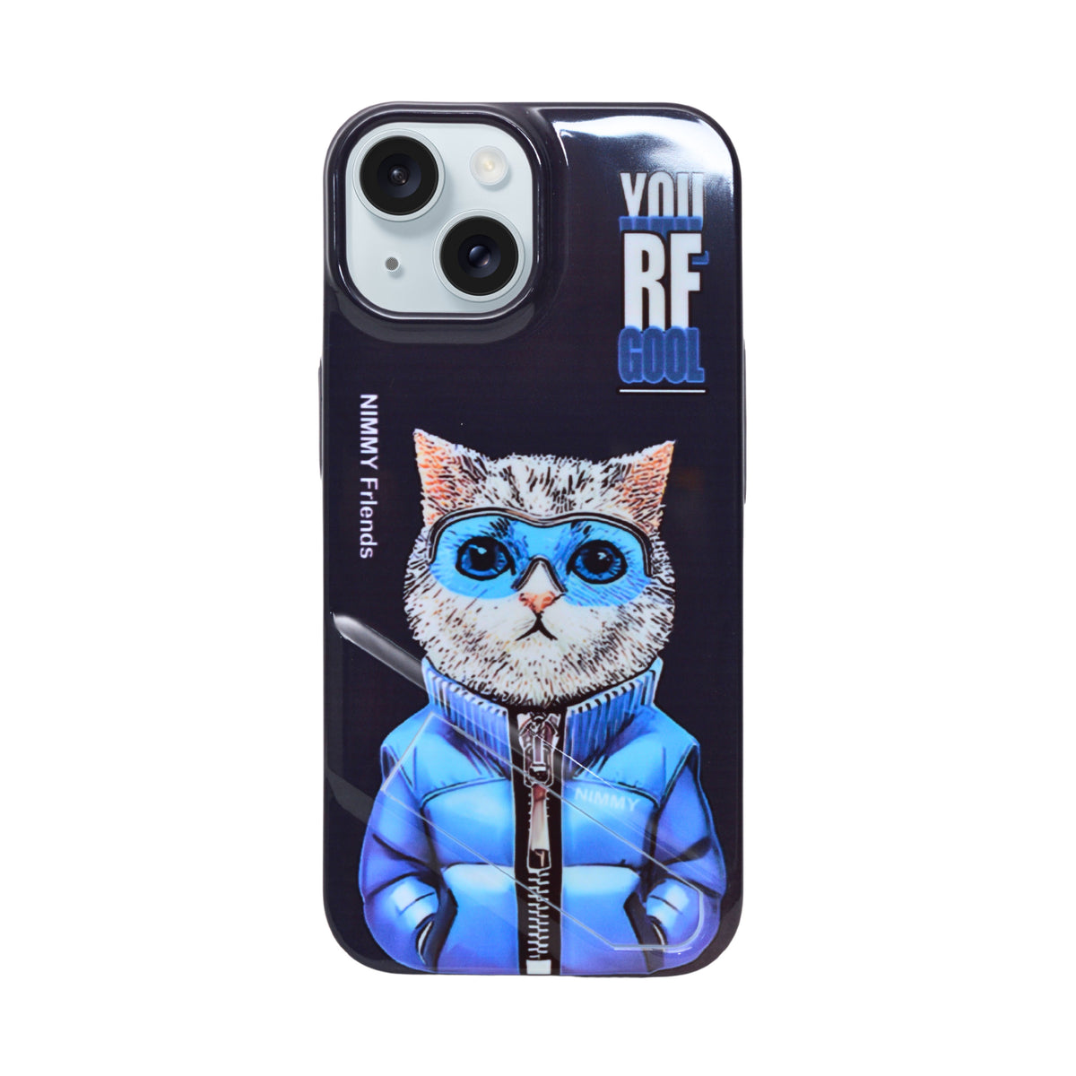 Cool Cat Design Soft Phone Case with Kickstand for iPhone 15