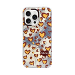 Heart Leopard Print with Diamond Accent Phone Case for iPhone 16 Pro
