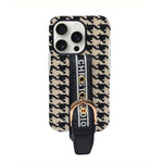 Dior Inspired Houndstooth Pattern with Adjustable Belt Buckle Holder Phone Case for iPhone 14 Pro