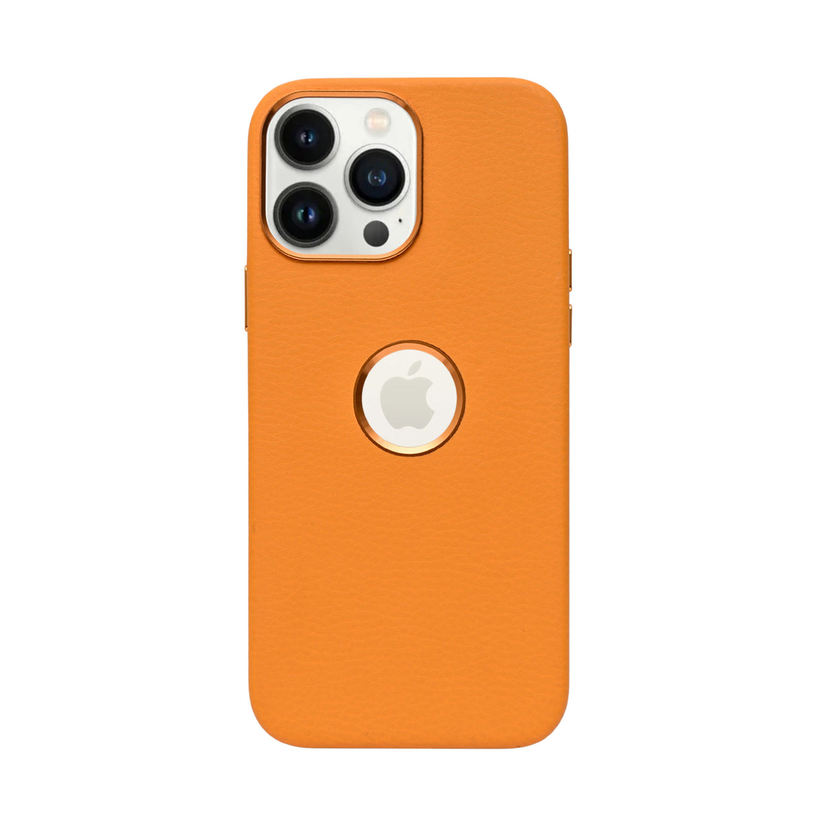 Premium Leather Finish with Metallic Logo Ring Cutout Phone Case for iPhone 13 Pro Max