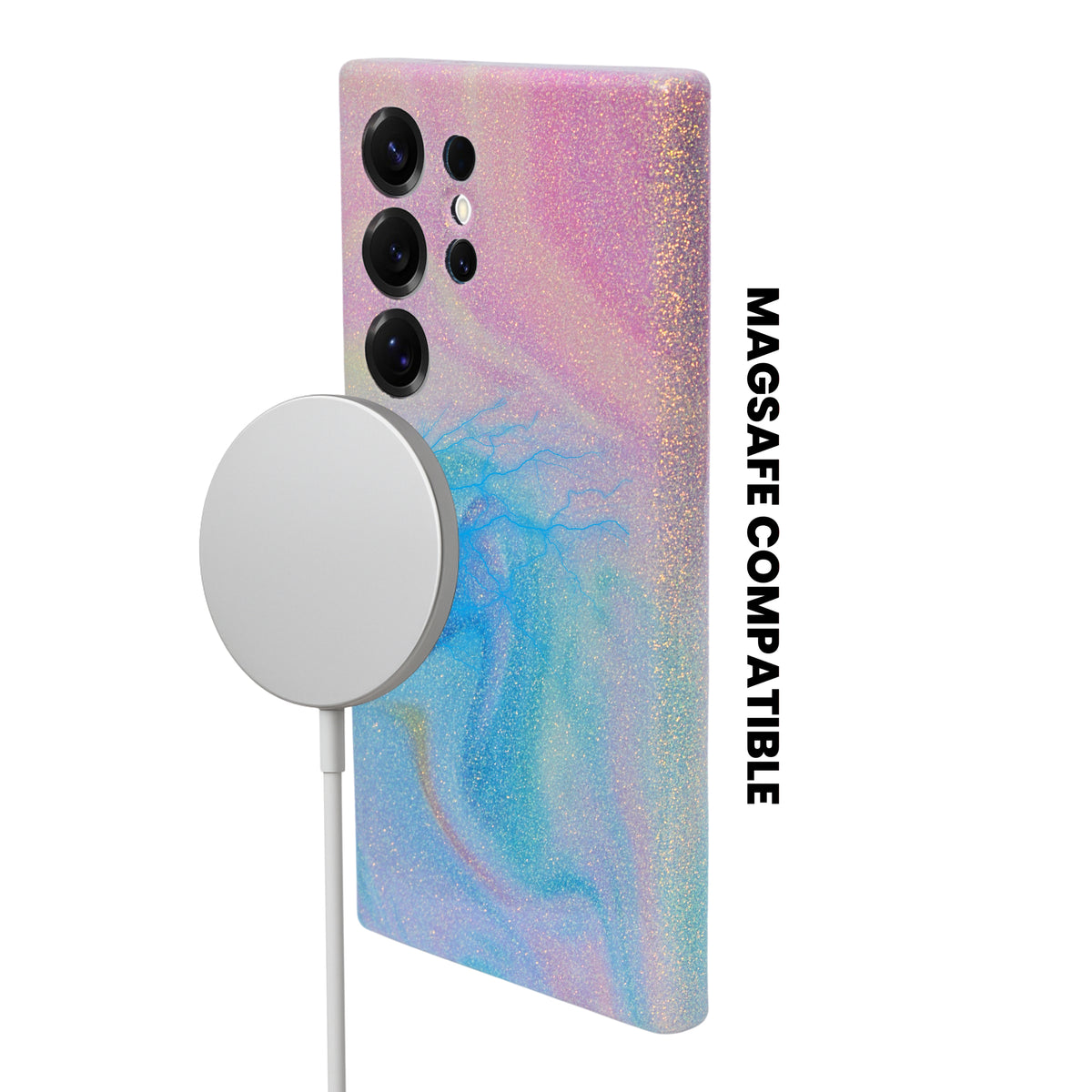 Premium Pastel Glitter Marble Finish Hard Phone Case for Samsung S25 Ultra