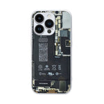 Mechanical Circuit Illustration Clear Phone Case for iPhone 14 Pro