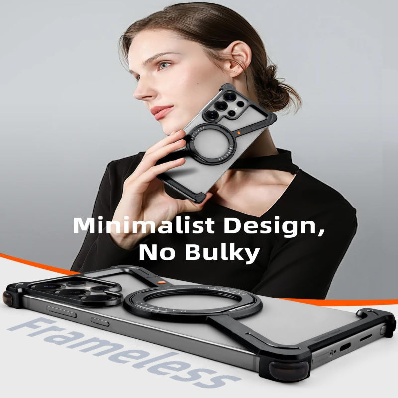 Z-Shape Metal Frameless MagSafe Rotation Stand Case For Samsung S25 Ultra