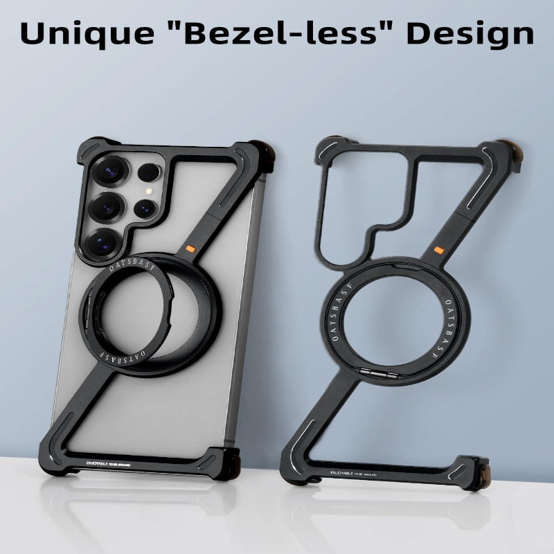 Z-Shape Metal Frameless MagSafe Rotation Stand Case For Samsung S25 Ultra