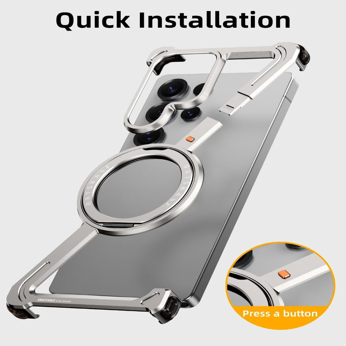 Z-Shape Metal Frameless MagSafe Rotation Stand Case For Samsung S25 Ultra