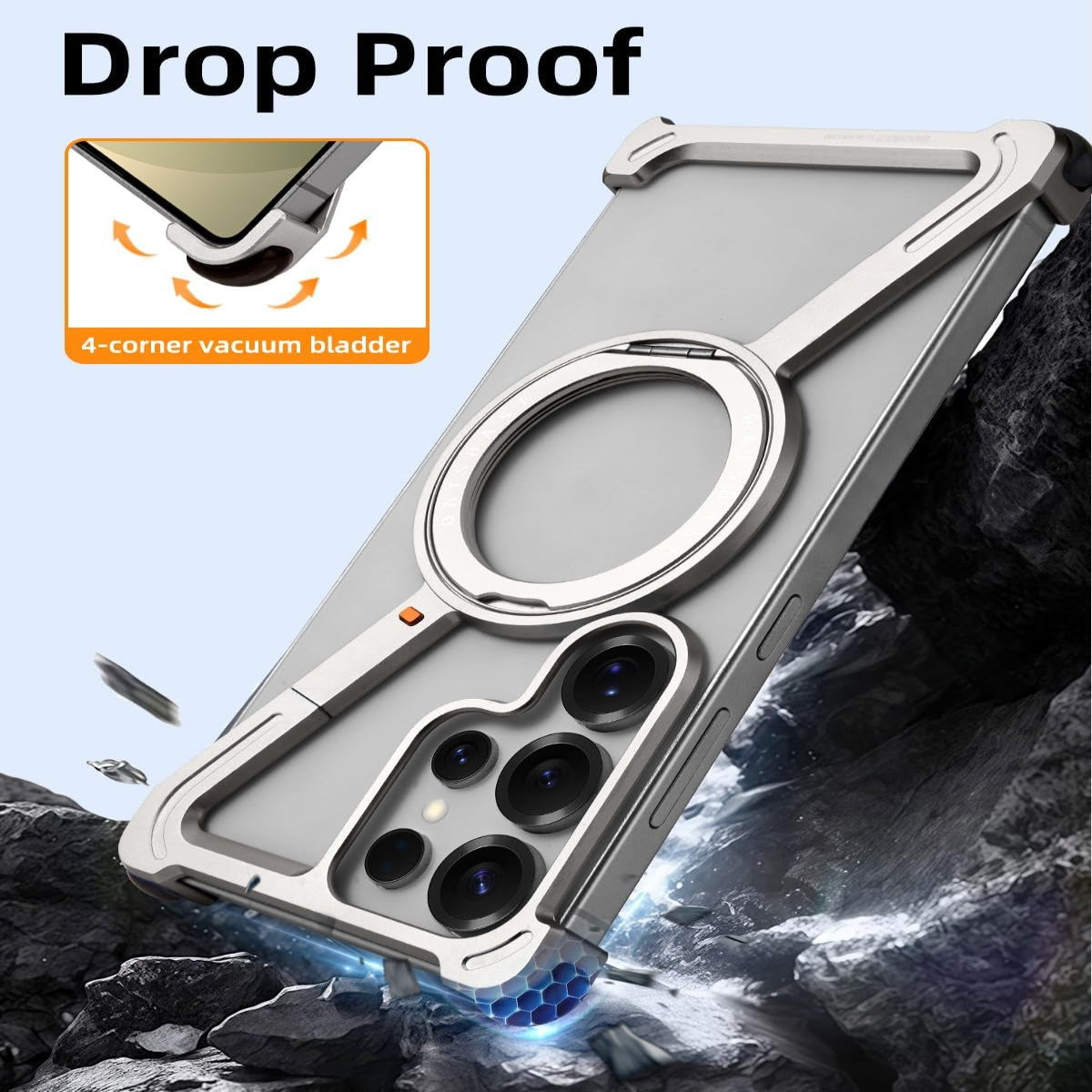 Z-Shape Metal Frameless MagSafe Rotation Stand Case For Samsung S25 Ultra