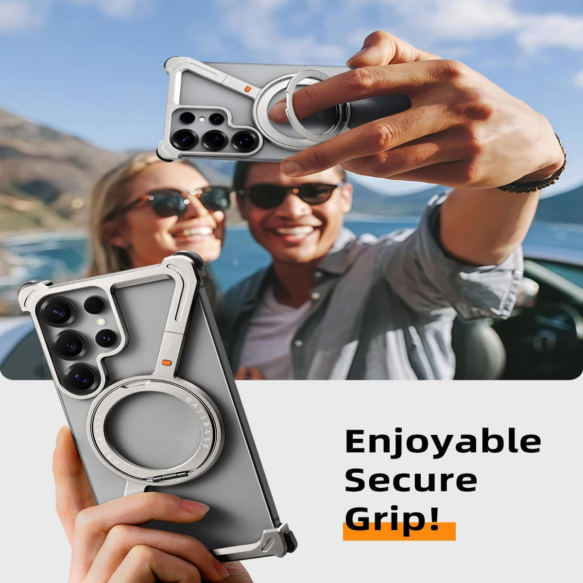 Z-Shape Metal Frameless MagSafe Rotation Stand Case For Samsung S25 Ultra