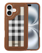 Leather Case, Classic Elegant Slim PU Checks Luxury Design Case For iPhone 16