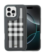 Leather Case, Classic Elegant Slim PU Checks Luxury Design Case For iPhone 16 Pro Max