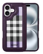Leather Case, Classic Elegant Slim PU Checks Luxury Design Case For iPhone 16
